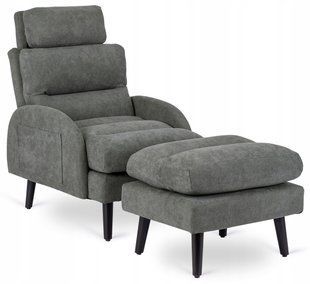 Кресло мягкое с подставкой для ног MEBEL ELITE HENRY ткань: серый