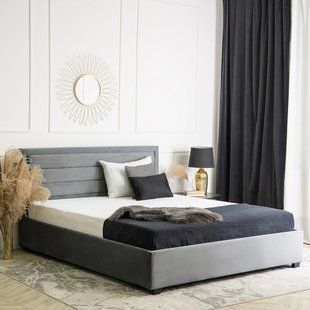 Кровать MEBEL ELITE BLOOM Welur 160x200 см Серый