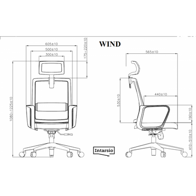 Крісло поворотне WIND сіре/сіре/білий каркас