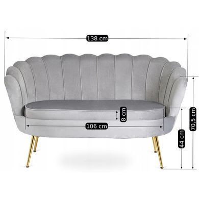 Диван MEBEL ELITE ZENDAYA Welur Серый