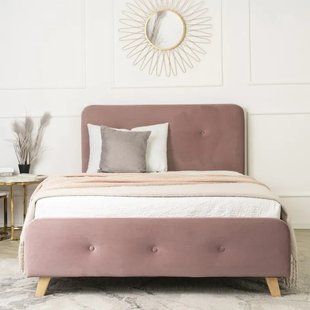 Кровать бархатная MEBEL ELITE MIKEL Velvet 120x200см розовая