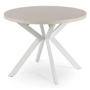 Стол раскладной круглый MEBEL ELITE LUKAS 100-250х100 см Кашемир/Белый