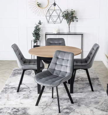 Стіл кухонний розкладний MEBEL ELITE HARRY 102-142х102 см дуб рів'єра / чорний