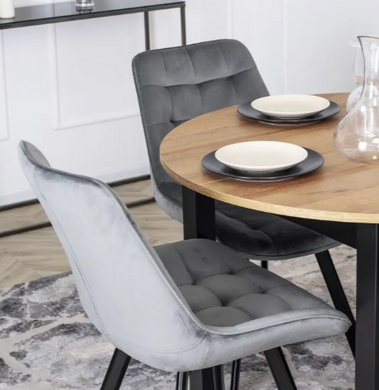 Стіл кухонний розкладний MEBEL ELITE HARRY 102-142х102 см дуб рів'єра / чорний
