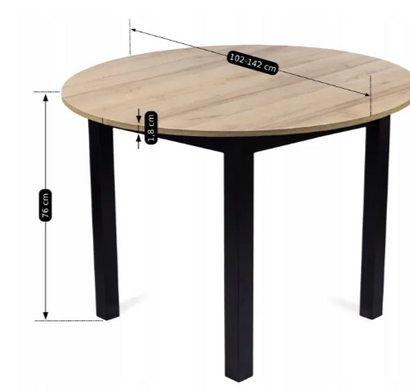 Стіл кухонний розкладний MEBEL ELITE HARRY 102-142х102 см дуб рів'єра / чорний