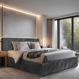 Кровать MEBEL ELITE CHRISTIAN Welur 160x200 см Серый