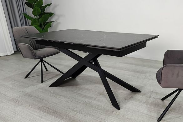 Стол INTARSIO MADISON CERAMIC 160(240)*90 Черный мат/Черный