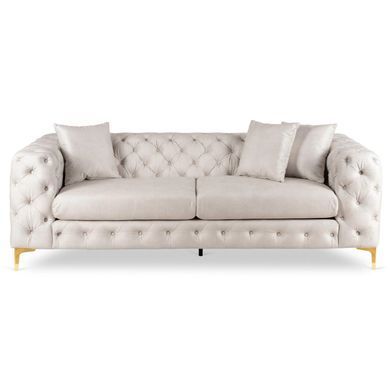 Диван MEBEL ELITE SORRENTO 3S Welur Кремовый