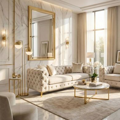 Диван MEBEL ELITE SORRENTO 3S Welur Кремовый