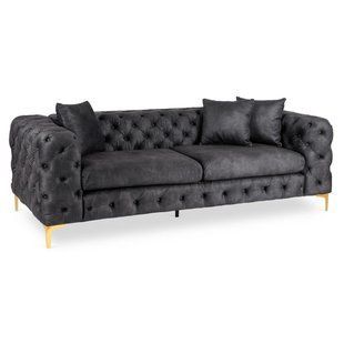 Диван MEBEL ELITE SORRENTO 3S Welur Черный