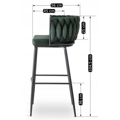 Барний стілець оксамитовий MEBEL ELITE FLORES велюр зелений / чорний
