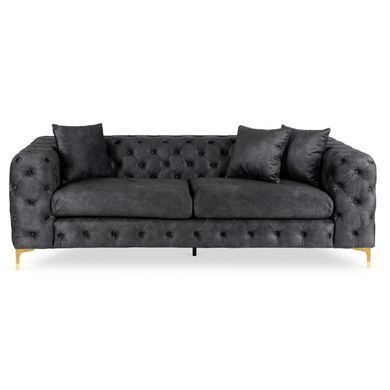 Диван MEBEL ELITE SORRENTO 3S Welur Черный