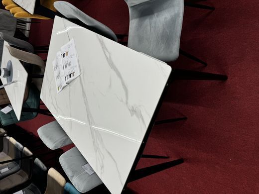 Стіл INTARSIO BONN CERAMIC 130(180)*80 білий глянець/чорний каркас