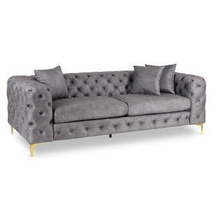 Диван MEBEL ELITE SORRENTO 3S Welur Серый