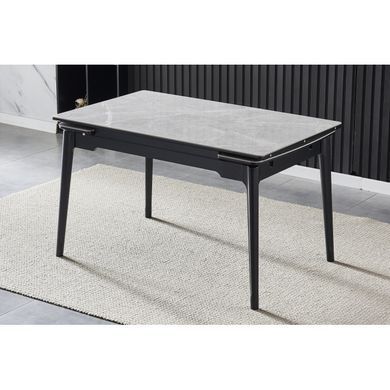 Стіл INTARSIO BONN CERAMIC 130(180)*80 сірий глянець/чорний каркас