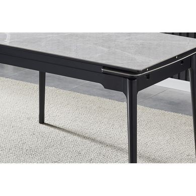Стіл INTARSIO BONN CERAMIC 130(180)*80 сірий глянець/чорний каркас