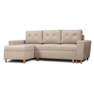 Угловой диван левый бархатный MEBEL ELITE MATEO Velvet 248 см бежевый