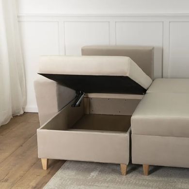 Кутовий диван лівий оксамитовий MEBEL ELITE MATEO Velvet 248 см бежевий