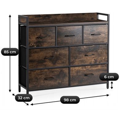 Комод MEBEL ELITE HUDSON 98 см Рустикальный дуб/Черный