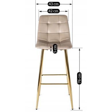 Барний стілець оксамитовий MEBEL ELITE ARIEL Ecru велюр Бежевий / Золотий