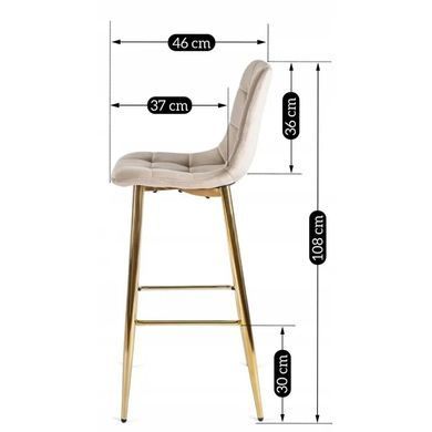 Барний стілець оксамитовий MEBEL ELITE ARIEL Ecru велюр Бежевий / Золотий