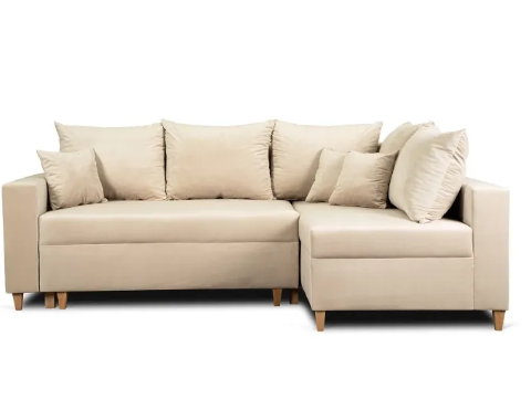 Угловой диван бархатный MEBEL ELITE MARKUS Velvet 238 см бежевый (правый)