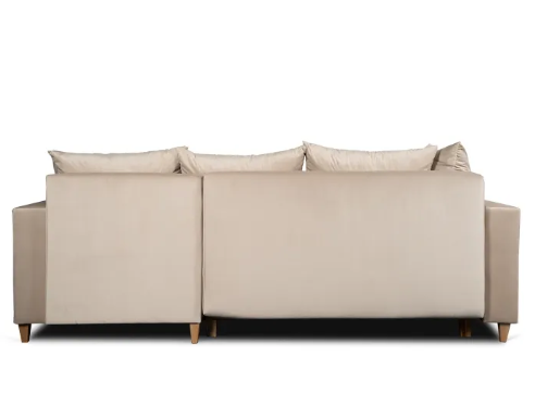 Угловой диван бархатный MEBEL ELITE MARKUS Velvet 238 см бежевый (правый)