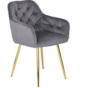 Стілець оксамитовий MEBEL ELITE RAYA Velvet сірий / золотий