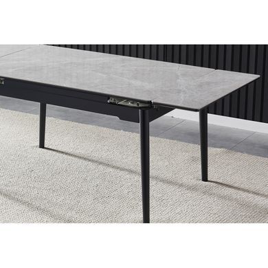 Стіл INTARSIO BONN II CERAMIC 140(200)*90 сірий глянець/чорний каркас