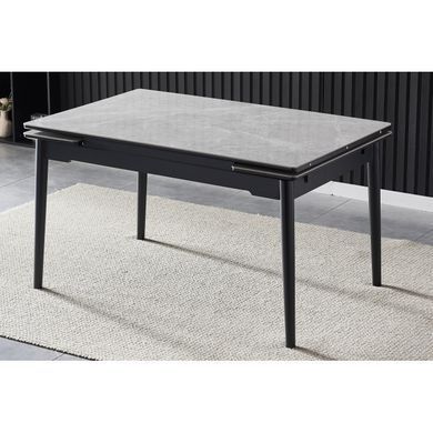 Стіл INTARSIO BONN II CERAMIC 140(200)*90 сірий глянець/чорний каркас