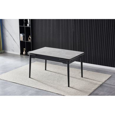 Стіл INTARSIO BONN II CERAMIC 140(200)*90 сірий глянець/чорний каркас