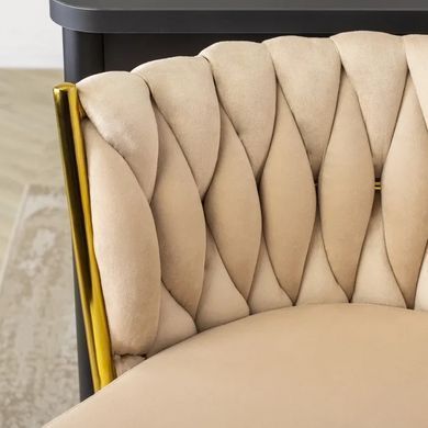 Барний стілець оксамитовий MEBEL ELITE FLORES 2 велюр кремовий / золотий