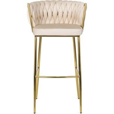 Барний стілець оксамитовий MEBEL ELITE FLORES 2 велюр кремовий / золотий