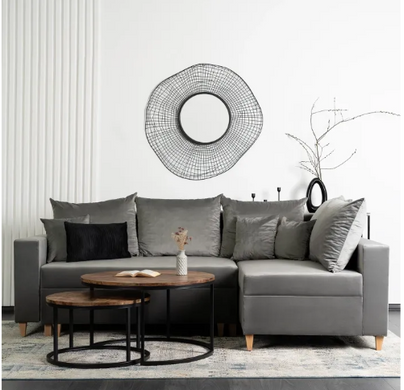 Кутовий диван оксамитовий MEBEL ELITE MARKUS Velvet 238 см сірий (правий)