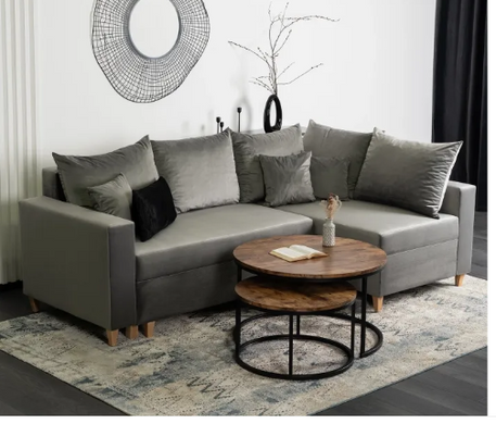 Кутовий диван оксамитовий MEBEL ELITE MARKUS Velvet 238 см сірий (правий)