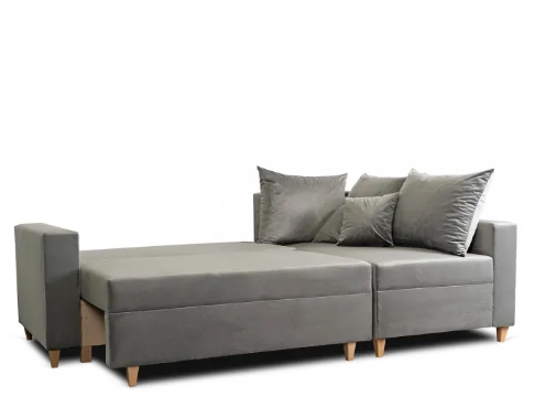 Кутовий диван оксамитовий MEBEL ELITE MARKUS Velvet 238 см сірий (правий)