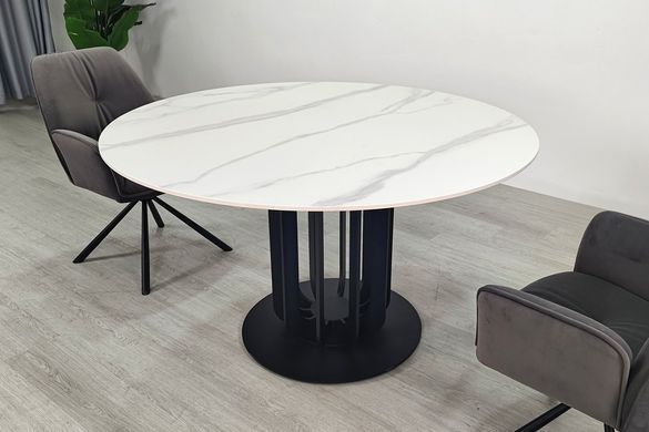 Стол INTARSIO OLYMPIA CERAMIC 130 см Белый мат/Черный