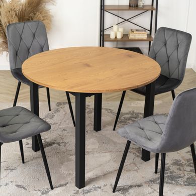 Стіл MEBEL ELITE Kante 102-142 см Дуб/Чорний
