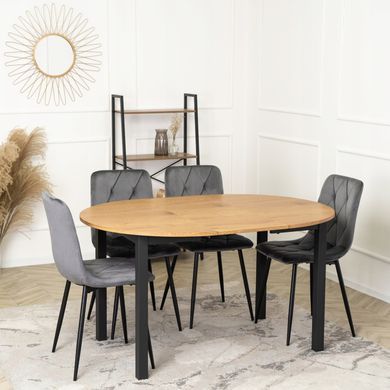 Стіл MEBEL ELITE Kante 102-142 см Дуб/Чорний