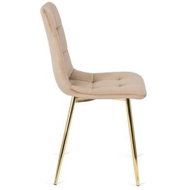 Стул бархатный MEBEL ELITE YORK велюр Кремовый / Золотой