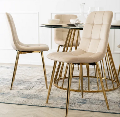 Стул бархатный MEBEL ELITE YORK велюр Кремовый / Золотой