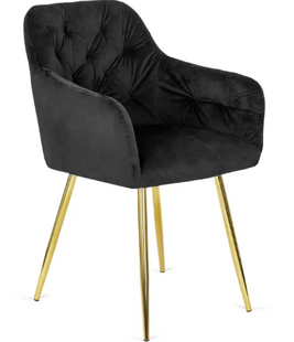 Стул бархатный MEBEL ELITE RAYA Velvet черный / золотой