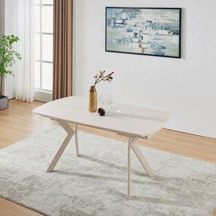 Стол NOREEN CERAMIC 140(200)*80 белый/кашемир