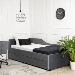 Кровать MEBEL ELITE JONAS Welur 90x200 см Серый