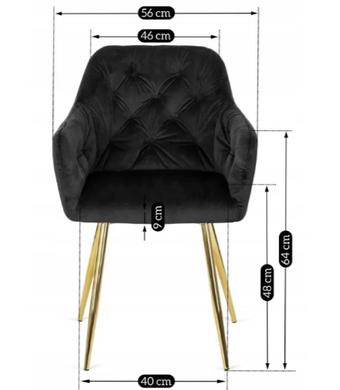 Стул бархатный MEBEL ELITE RAYA Velvet черный / золотой