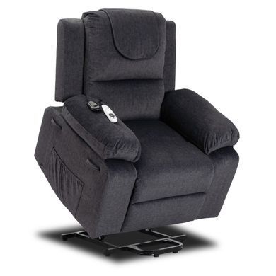 Крісло м'яке розкладне масажне з реклайнером MEBEL ELITE FENIX 2 Темно-сірий