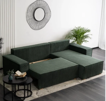 Угловой диван универсальный MEBEL ELITE ALEX 262 см ткань: зеленый