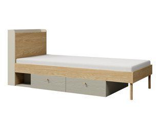 Кровать YUKI REG 13 90*200 см Серо-бежевая/Дуб масляный/Эвкалиптовый JUREK MEBLE
