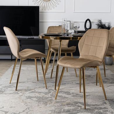 Стул MEBEL ELITE IRYS Бежевый велюр на золотых ножках