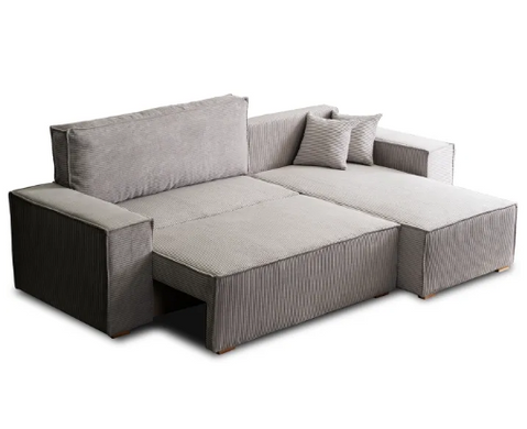 Угловой диван универсальный MEBEL ELITE ALEX 262 см ткань: серый